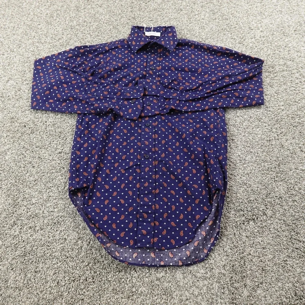 NEW VTG Brooks Brothers Shirt Boys M Blue Paisley Button Up Long Sleeve USA Kids